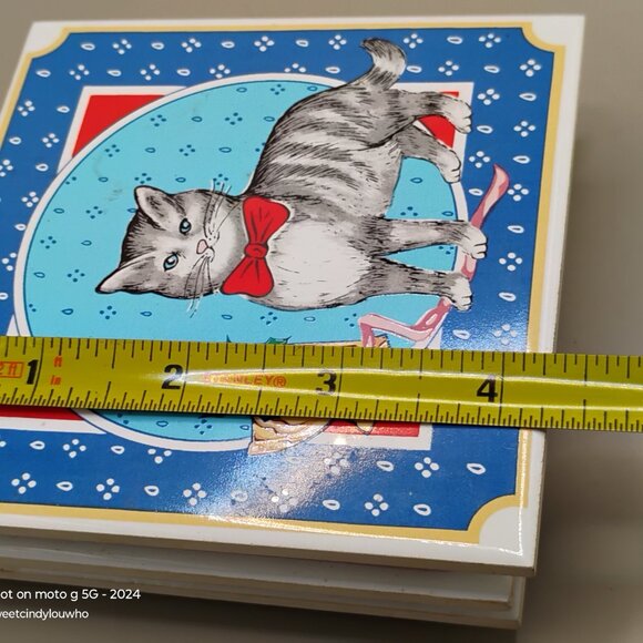 cat design Orient ceramic tiles coasters set of 3 Chadwick Miller Inc Taiwan 80s - Picture 13 of 13